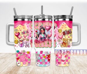 Cute & Colorful 'Good Vibes' Love-Themed Travel Tumbler with Straw