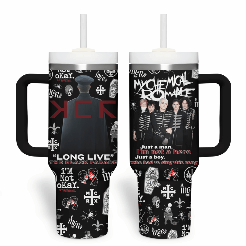 My Chemical Romance Music Custom Stanley Quencher 40oz Stainless Steel Tumbler With Handle - Threewoofs - Image 3