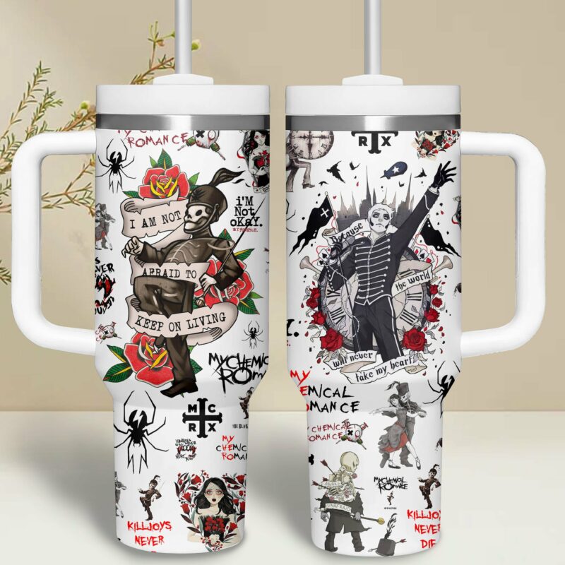 My Chemical Romance Music Custom Stanley Quencher 40oz Stainless Steel Tumbler With Handle - Threewoofs