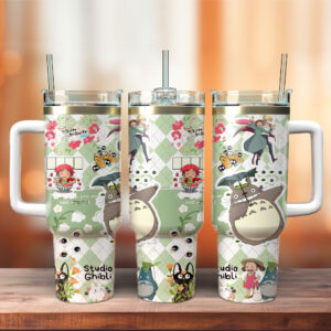 My Neighbor Totoro Anime Custom Stanley Quencher 40oz Stainless Steel Tumbler With Handle - Threewoofs