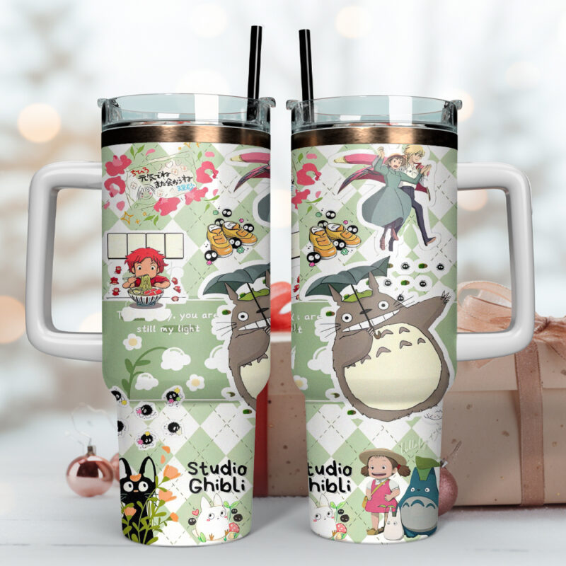 My Neighbor Totoro Anime Custom Stanley Quencher 40oz Stainless Steel Tumbler With Handle - Threewoofs - Image 2