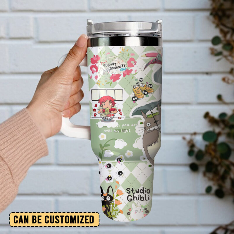 My Neighbor Totoro Anime Custom Stanley Quencher 40oz Stainless Steel Tumbler With Handle - Threewoofs - Image 3