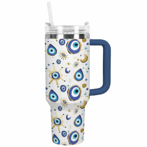Mystic Evil Eye Custom Stanley Quencher 40oz Stainless Steel Tumbler With Handle - Threewoofs