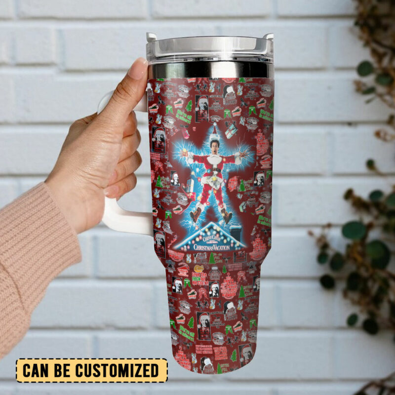 National Lampoon‚Äôs Christmas Vacation Movies Custom Stanley Quencher 40oz Stainless Steel Tumbler With Handle - Threewoofs - Image 3
