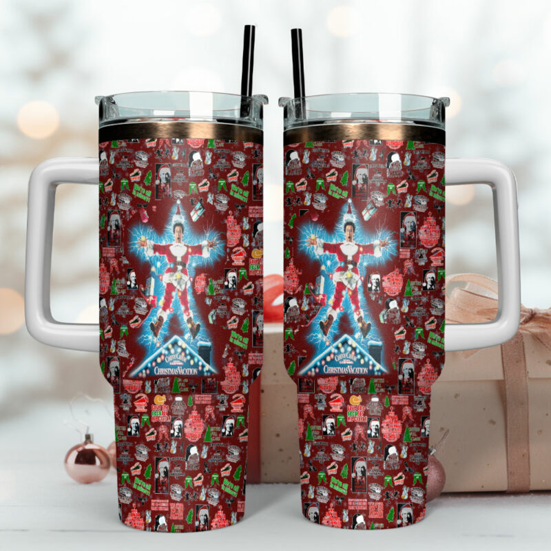 National Lampoon‚Äôs Christmas Vacation Movies Custom Stanley Quencher 40oz Stainless Steel Tumbler With Handle - Threewoofs - Image 4