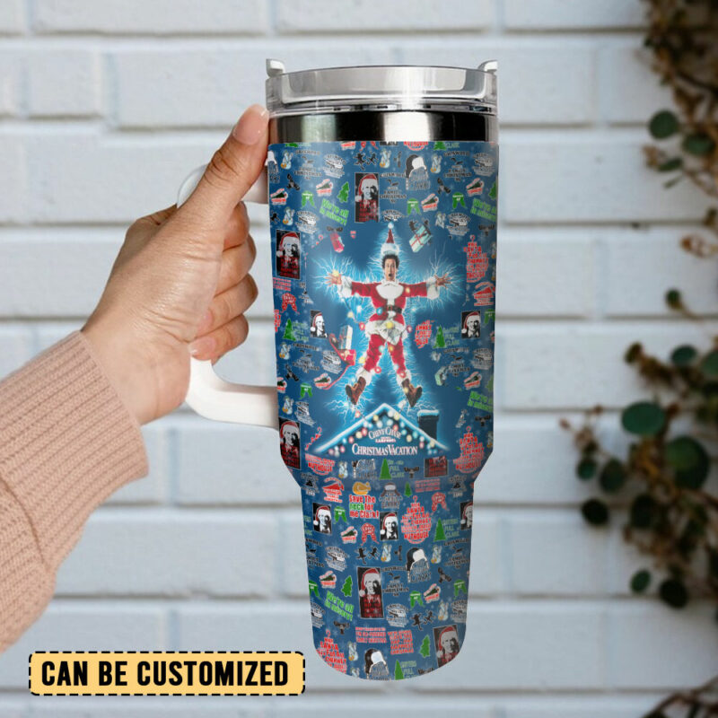 National Lampoon‚Äôs Christmas Vacation Movies Custom Stanley Quencher 40oz Stainless Steel Tumbler With Handle - Threewoofs - Image 3