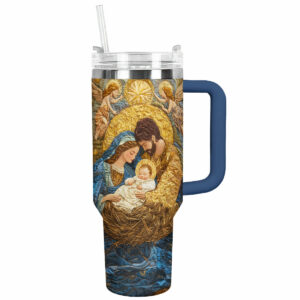 Nativity Blessing Christmas Custom Stanley Quencher 40oz Stainless Steel Tumbler With Handle - Threewoofs