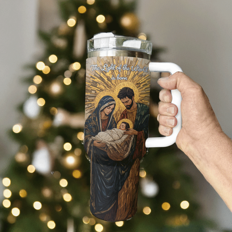 Nativity Blessings Christmas Custom Stanley Quencher 40oz Stainless Steel Tumbler With Handle - Threewoofs - Image 2