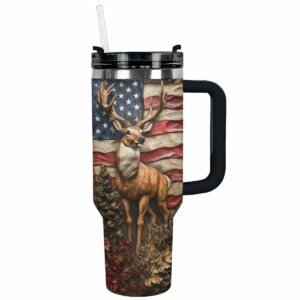 Nature Beauty Glossy Deer Custom Stanley Quencher 40oz Stainless Steel Tumbler With Handle - Threewoofs