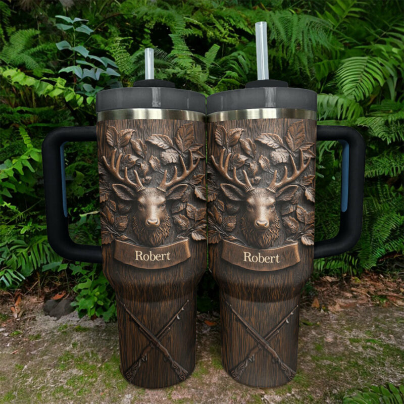 Nature Call Deer Custom Stanley Quencher 40oz Stainless Steel Tumbler With Handle - Threewoofs - Image 2