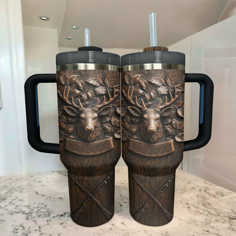 Nature Call Deer Custom Stanley Quencher 40oz Stainless Steel Tumbler With Handle - Threewoofs - Image 4