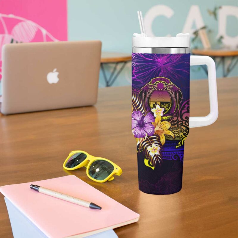 Nauru With Whale Hibiscus Custom Stanley Quencher 40oz Stainless Steel Tumbler With Handle - Threewoofs - Image 5