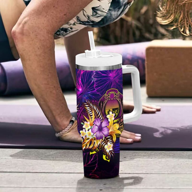 Nauru With Whale Hibiscus Custom Stanley Quencher 40oz Stainless Steel Tumbler With Handle - Threewoofs - Image 6