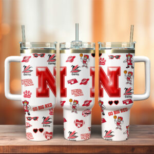 Nebraska Cornhuskers NCAA Custom Stanley Quencher 40oz Stainless Steel Tumbler With Handle - Threewoofs
