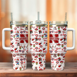 Nebraska Cornhuskers NCAA Sports Custom Stanley Quencher 40oz Stainless Steel Tumbler With Handle - Threewoofs