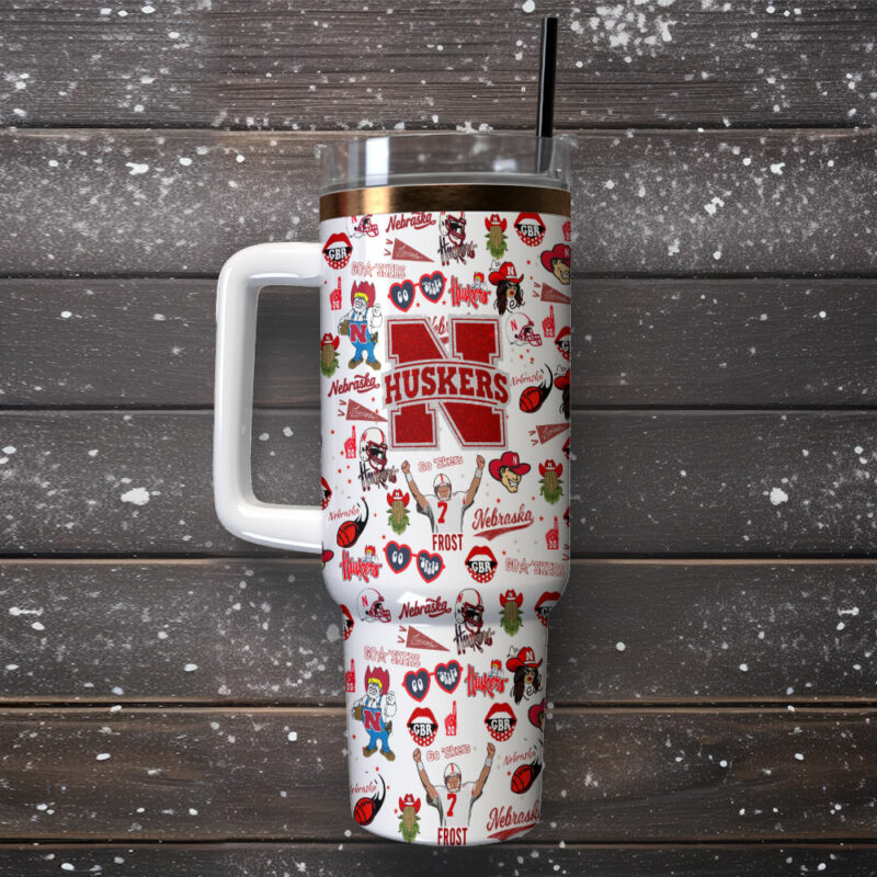 Nebraska Cornhuskers NCAA Sports Custom Stanley Quencher 40oz Stainless Steel Tumbler With Handle - Threewoofs - Image 2