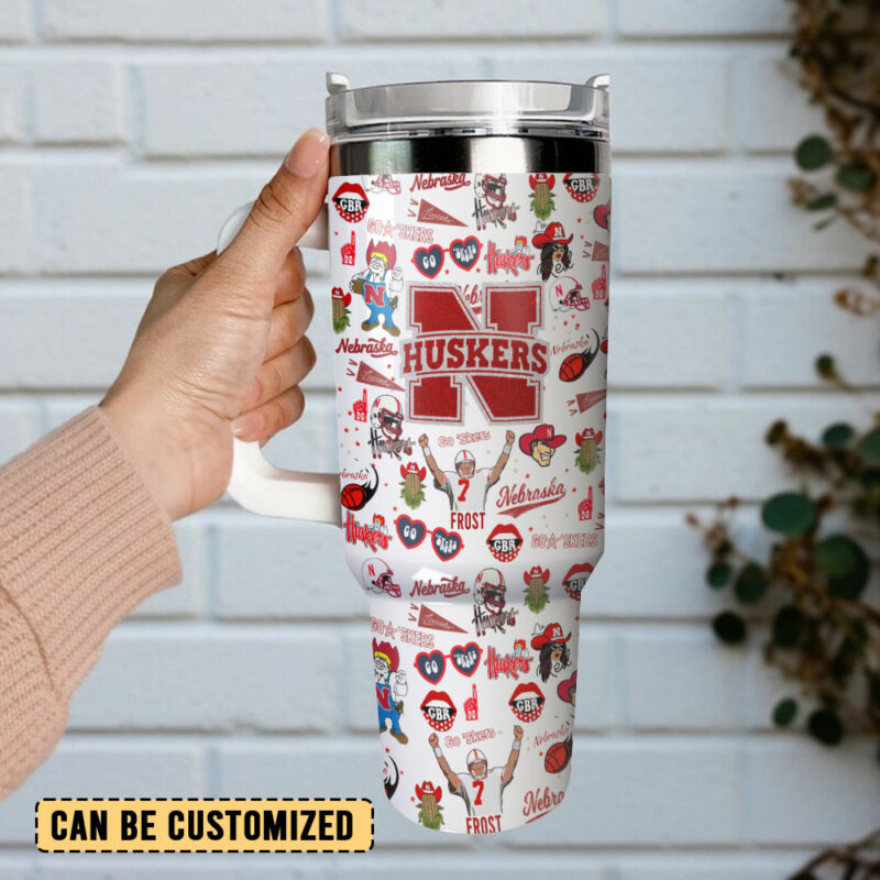 Nebraska Cornhuskers NCAA Sports Custom Stanley Quencher 40oz Stainless Steel Tumbler With Handle - Threewoofs - Image 3