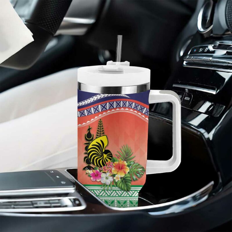 New Caledonia Nautilus Shell Polynesian Tropical Flowers Custom Stanley Quencher 40oz Stainless Steel Tumbler With Handle - Threewoofs - Image 8