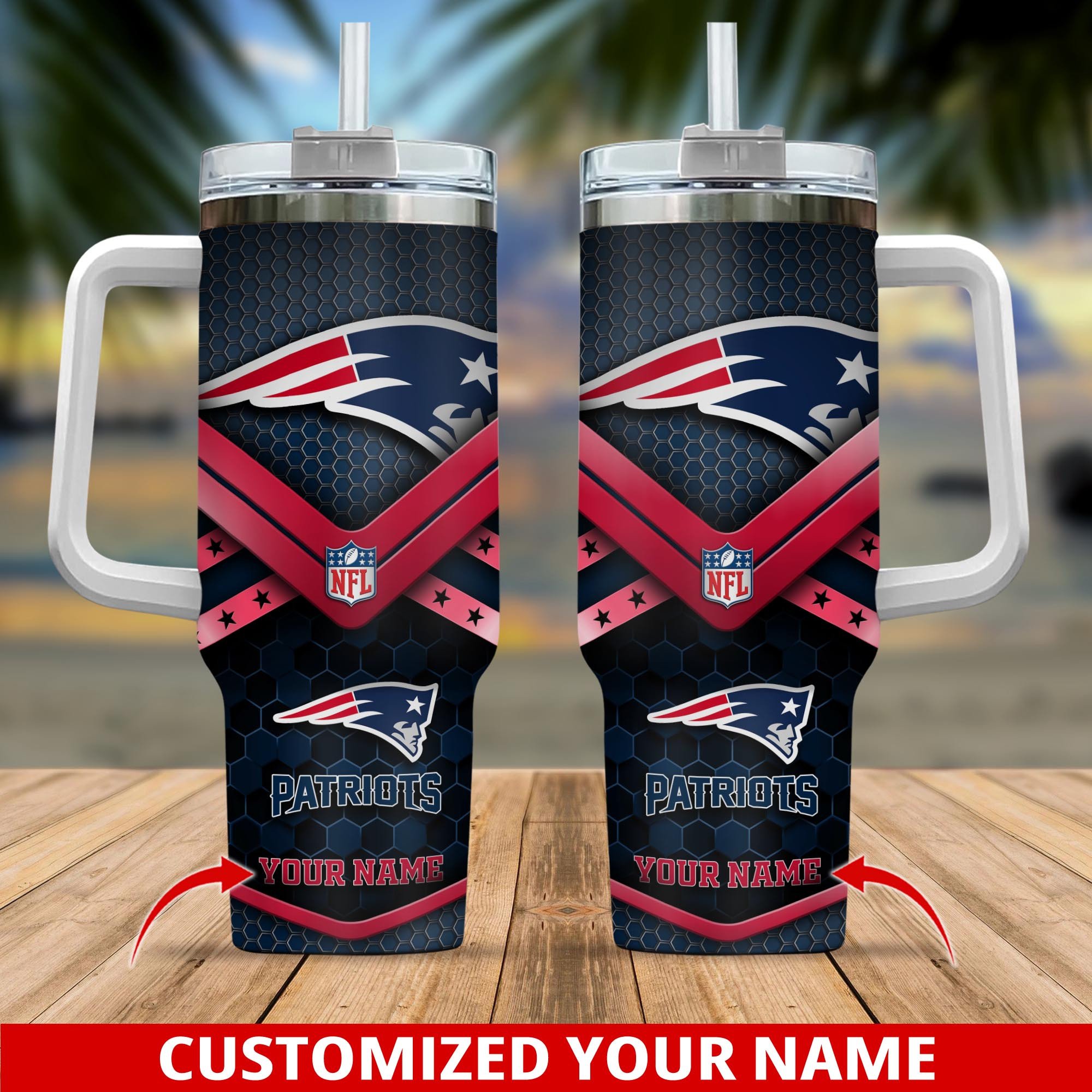 Custom NFL Tumbler with Handle - Personalized Football Fan Gift
