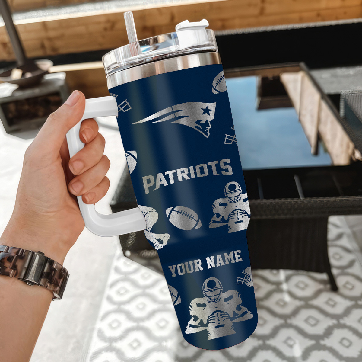Personalized Football Team Tumbler - Custom Name & Logo for Fans - Image 2