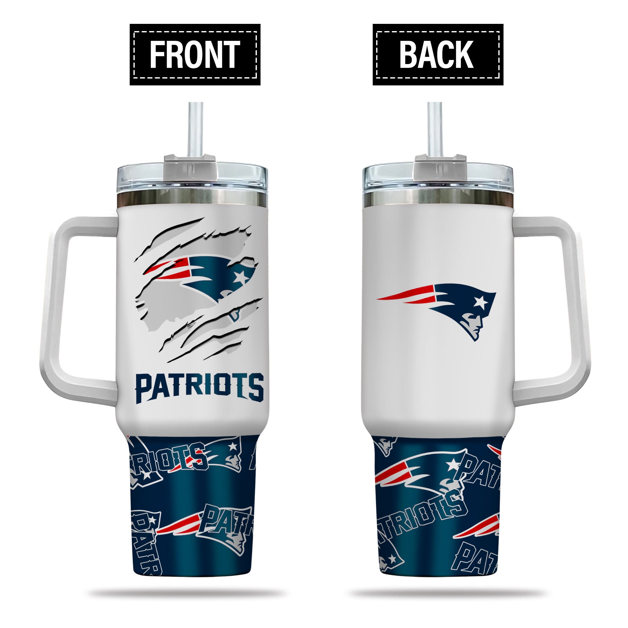 Stainless Steel Tumbler with Handle - NFL Team Logo - Double Wall Insulated