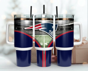 Patriots Fan Travel Tumbler with Handle - Insulated 40oz Mug for Game Day