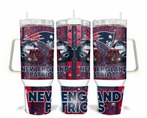 New England Patriots Glitter Tumbler with Handle - Perfect for Fans!
