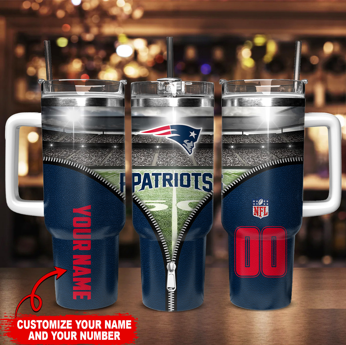 Personalized NFL Team Tumbler - Custom Name & Number Insulated Cup - Image 2