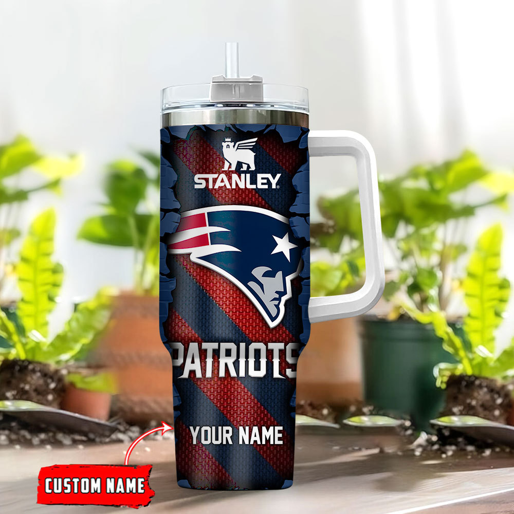 Custom Name Stanley Tumbler - Patriots Edition with Handle & Straw - Image 2