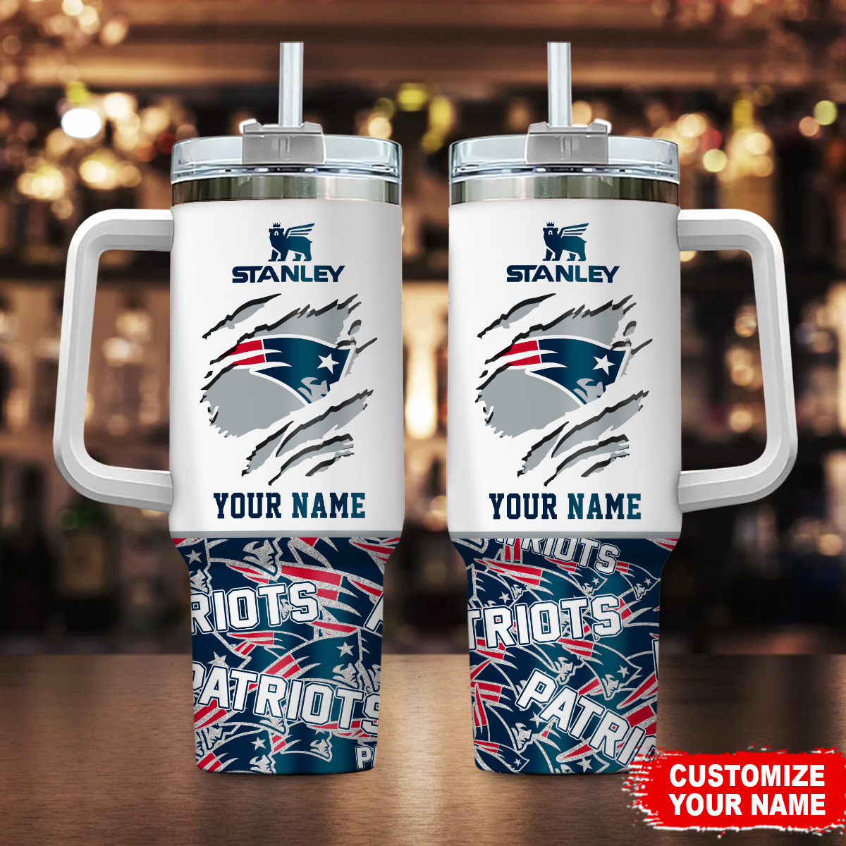 Customizable Stanley Tumbler - Personalized NFL Team Travel Mug with Handle