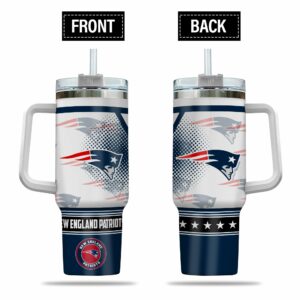 New England Patriots Insulated Travel Tumbler with Handle and Straw