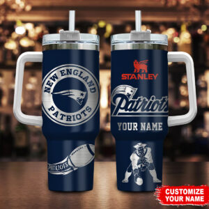 Custom New England Patriots Tumbler with Handle - Personalized Gift for Fans