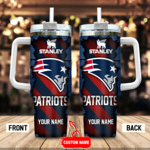 Custom Name Stanley Tumbler - Patriots Edition with Handle & Straw