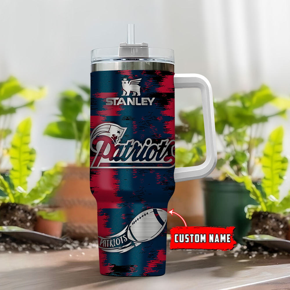 Custom New England Patriots Tumbler - Personalized Stanley Cup Mug with Handle - Image 2