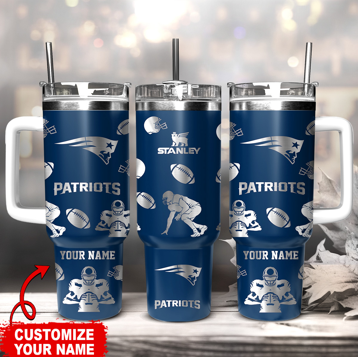 Personalized Football Team Tumbler - Custom Name & Logo for Fans