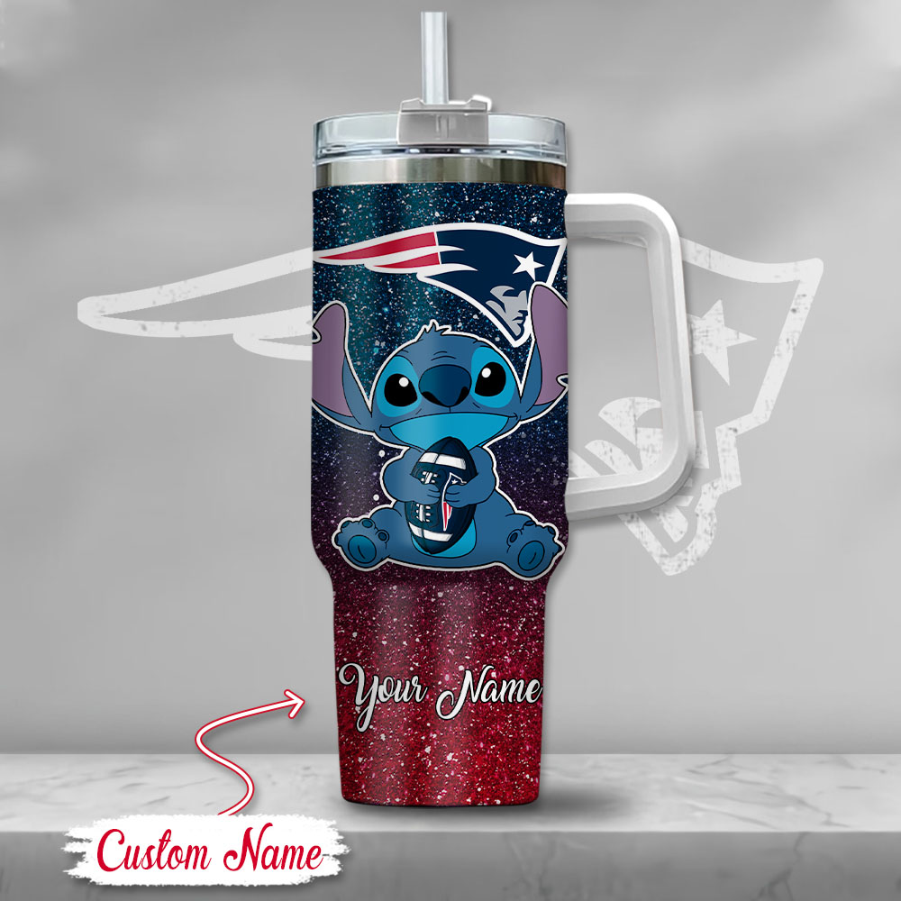 Custom Name New England Patriots Tumbler - Cute Alien Design, Perfect Gift for Fans - Image 2