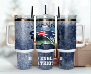 Stylish New England Patriots Insulated Tumbler with Handle & Straw