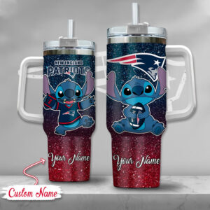 Custom Name New England Patriots Tumbler - Cute Alien Design, Perfect Gift for Fans