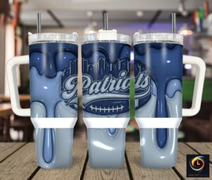 Stylish Patriots Tumbler with Handle - Insulated Travel Mug for Hot & Cold Drinks