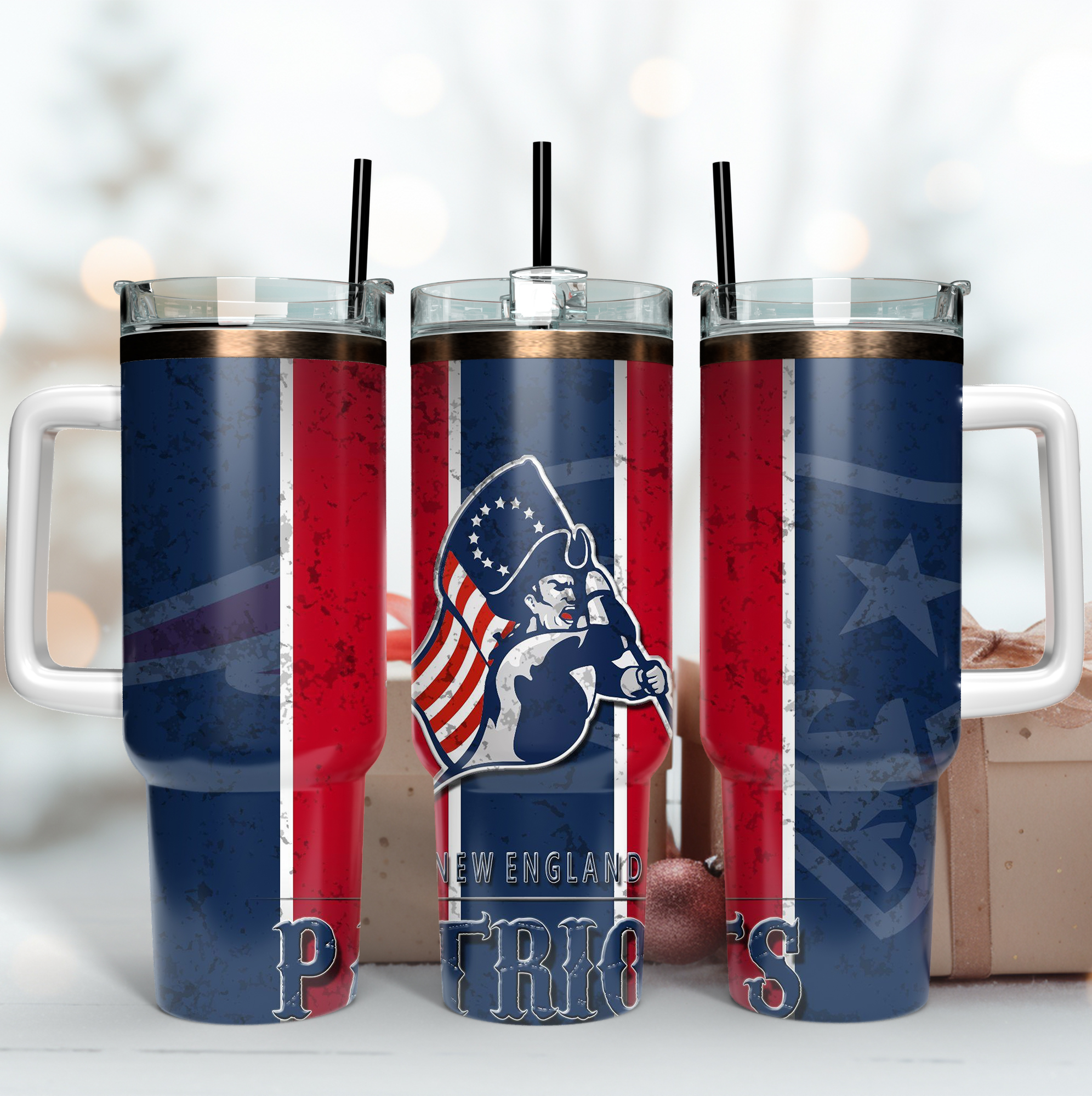 Patriotic New England Team Tumbler - Insulated & Durable Travel Mug