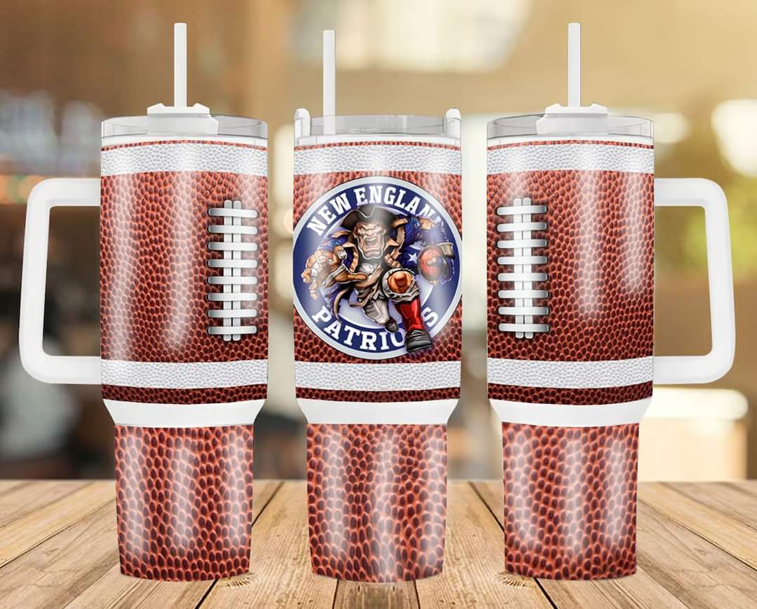 Football-Themed Tumbler with Handle - Perfect Gift for Sports Fans
