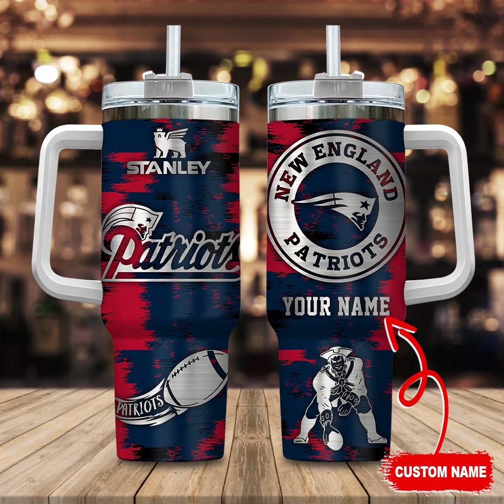 Custom New England Patriots Tumbler - Personalized Stanley Cup Mug with Handle