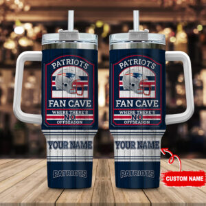 Custom Name Patriots Fan Cave Tumbler - Personalized NFL Drinkware Gift