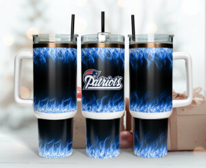 Patriots Insulated Tumbler with Handle - Blue Flame Design