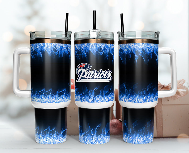 Patriots Insulated Tumbler with Handle - Blue Flame Design