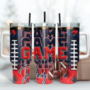 Football Game Day Tumbler - Double-Walled Insulated Mug with Straw