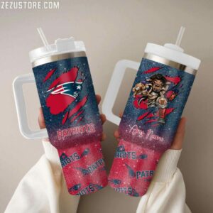 Customizable Patriots Tumbler with Handle - Personalized Gift for Fans