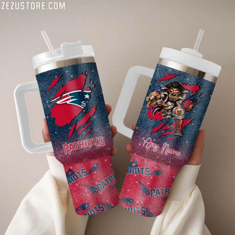Customizable Patriots Tumbler with Handle - Personalized Gift for Fans