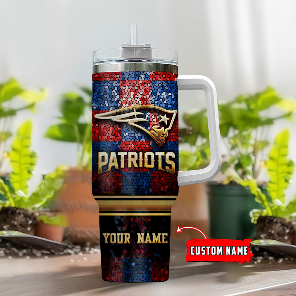 Custom Name Patriotic Tumbler - Personalized Sports Fan Gift with Handle & Straw - Image 2