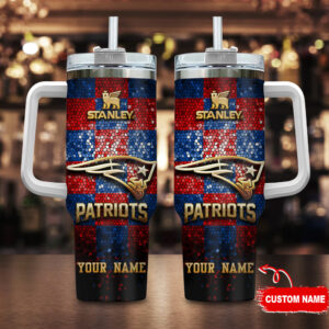 Custom Name Stanley Patriots Tumbler - Personalized Football Fan Gift